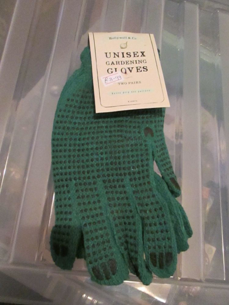 Green 2 Pair Pack Hollywell Unisex Gardening Gloves