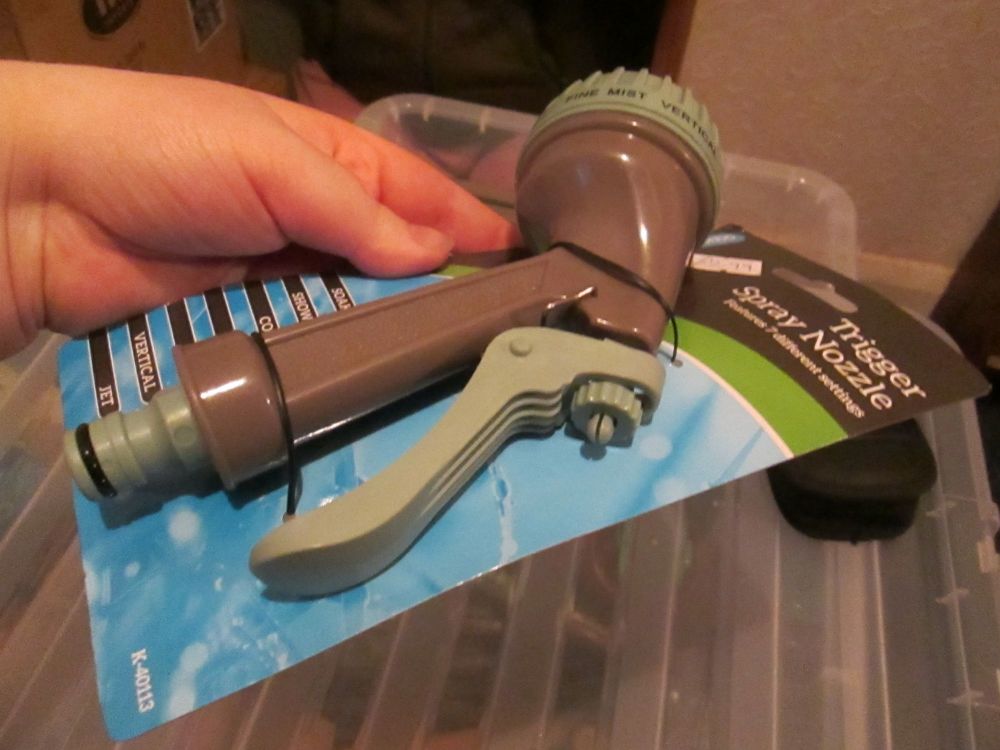 Grey Handled Hose Gun Head Aqua Flow 7 Setting Trigger Spray Nozzle