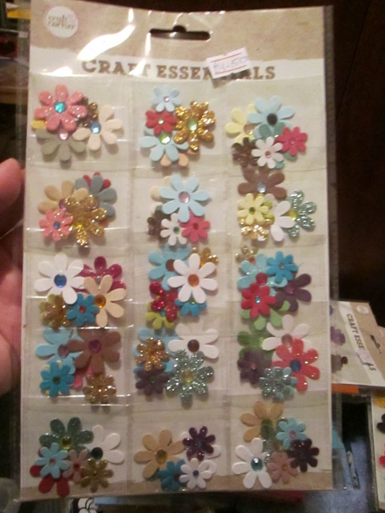 15 Pouch Glittered Flowers Selection - Craft Corner - Craft Essentials