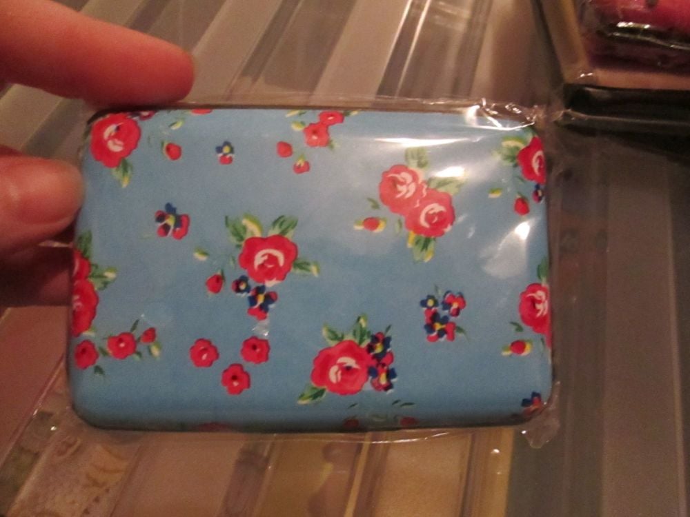 Blue Floral 6 Pocket Aluminium Credit Card Case