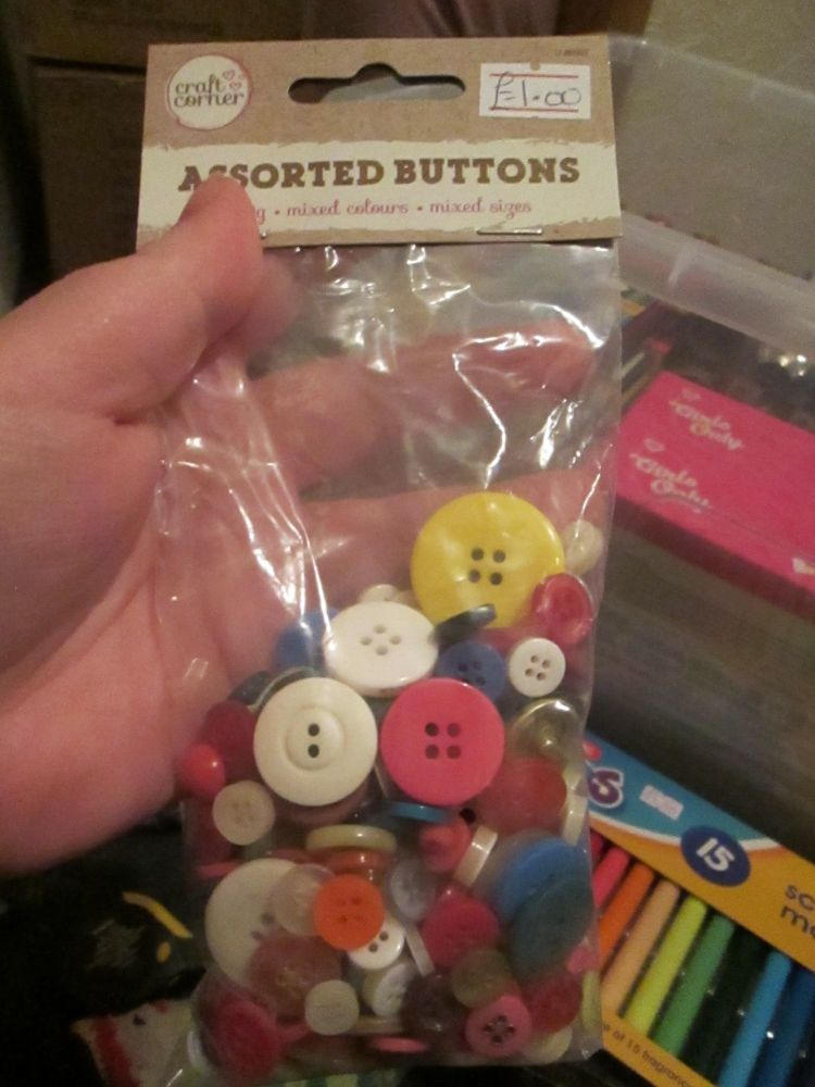 Brights 100g - Craft Corner - Assorted Buttons