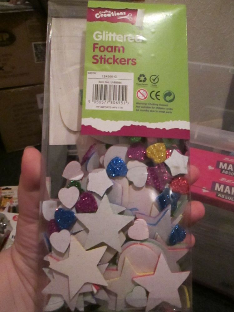 Hearts & Stars 100pc - Crafty Creations - Glittered Foam Stickers
