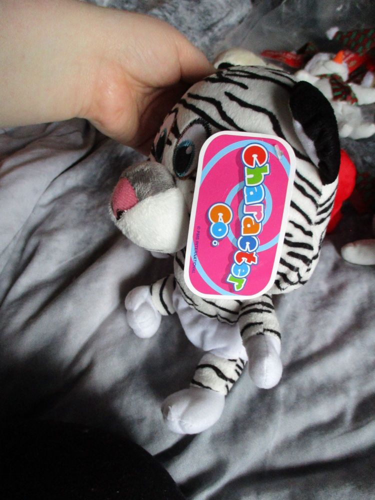 (*)White / Black Tiger with White Nappy - Character Co - Soft Toy
