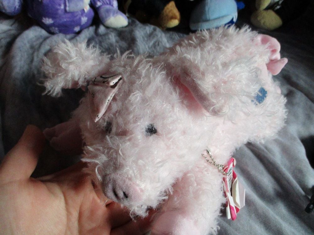 (*)Pink Hearts Pig - Cotton Candy - Soft Toy