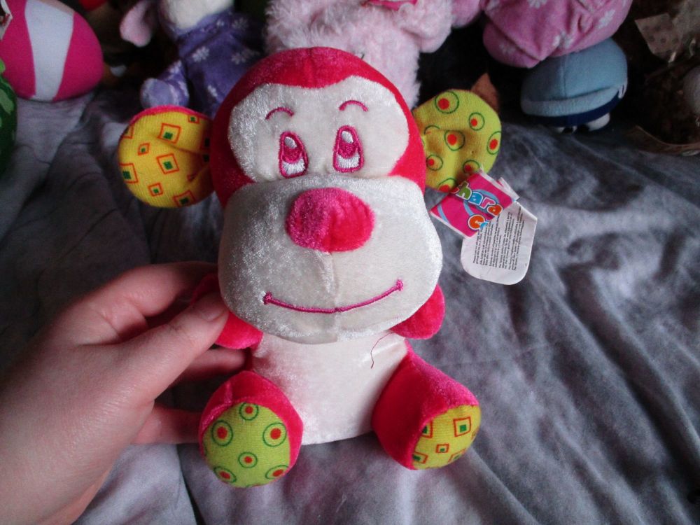 (*)Pink / Yellow Patch Monkey - Character Co - Soft Toy