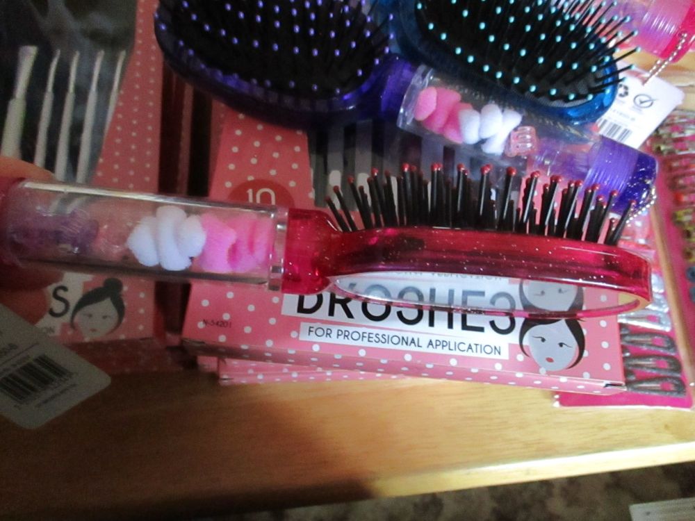 Dark Pink - Chloe 11pc Glitter Hair Brush & Mirror Set