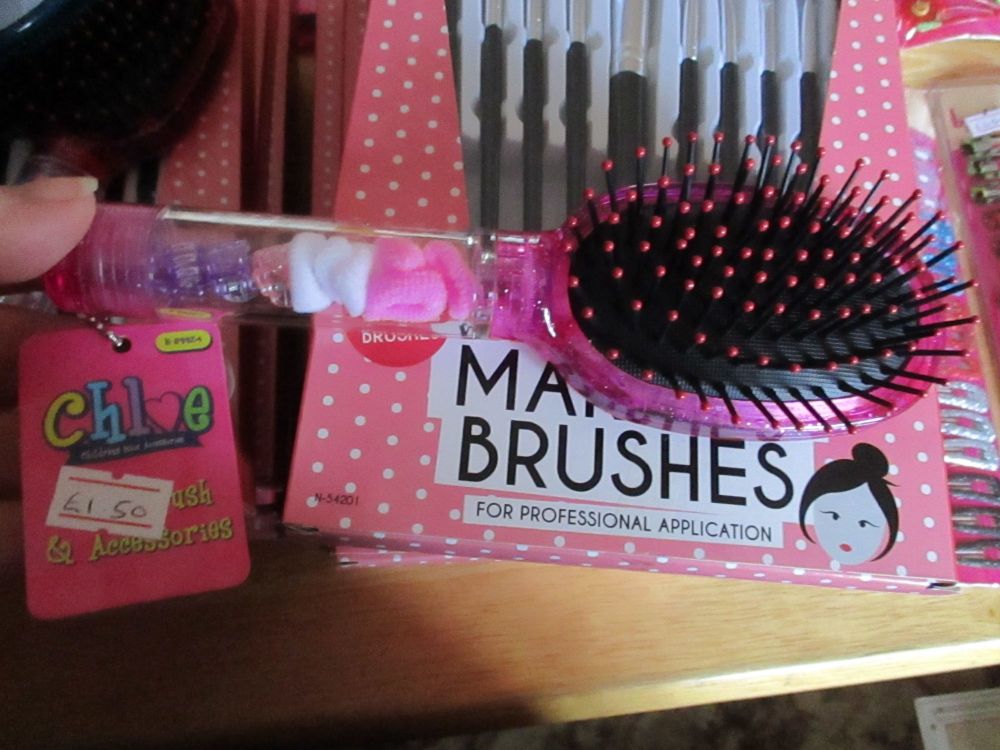 Pink - Chloe 11pc Glitter Hair Brush & Mirror Set