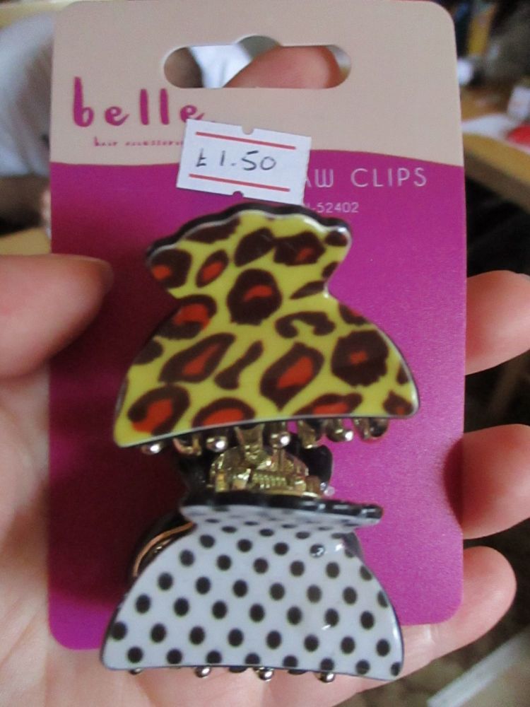 2pc Animal Print / Spotted Midi Claw Clips - Belle