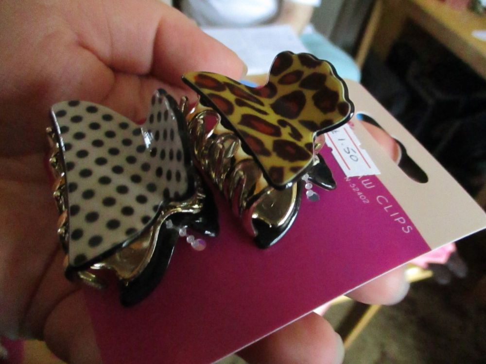 2pc Animal Print / Spotted Midi Claw Clips - Belle