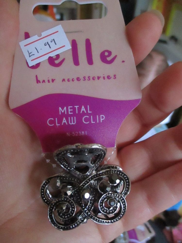 Dark Charcoal Tone Metal Claw Clip - Belle