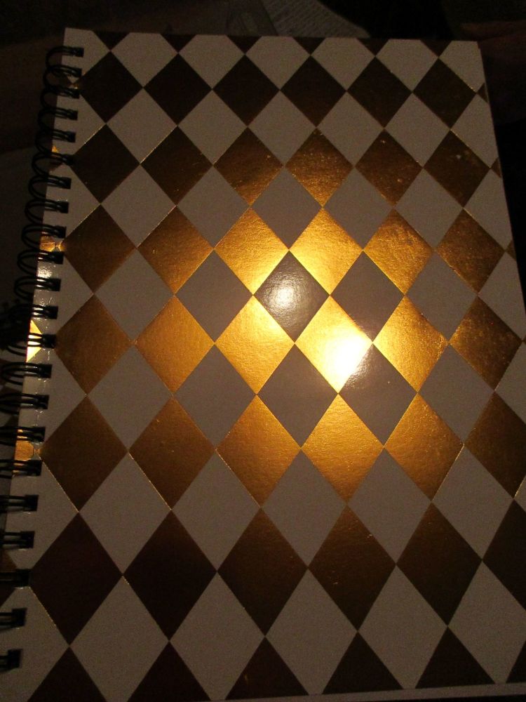 White / Gold Diamond 140pg Cardback Spiral A4 Lined Notebook