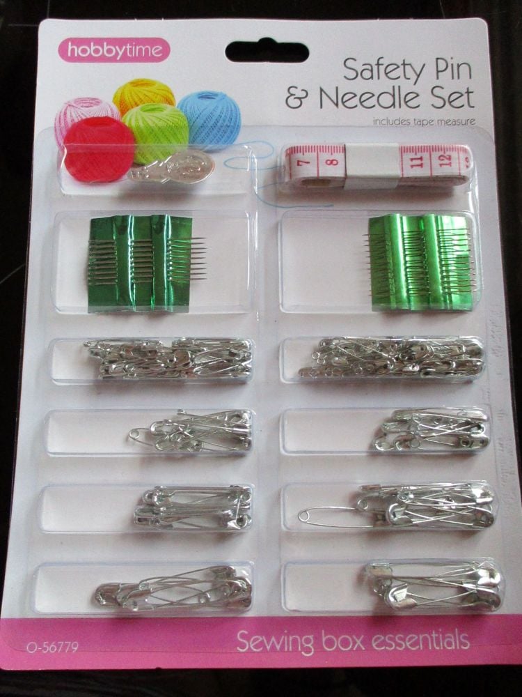 Safety Pin & Needle Set with Tape Measure - Hobby Time