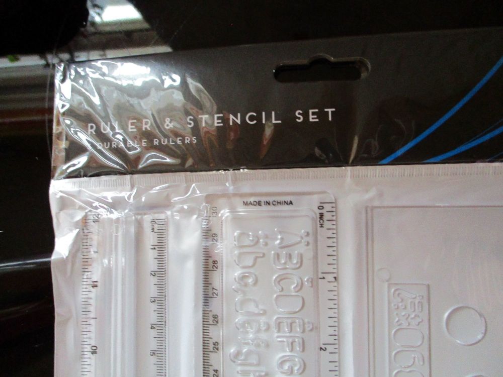 3pc Ruler & Stencils Set - Clear 30cm