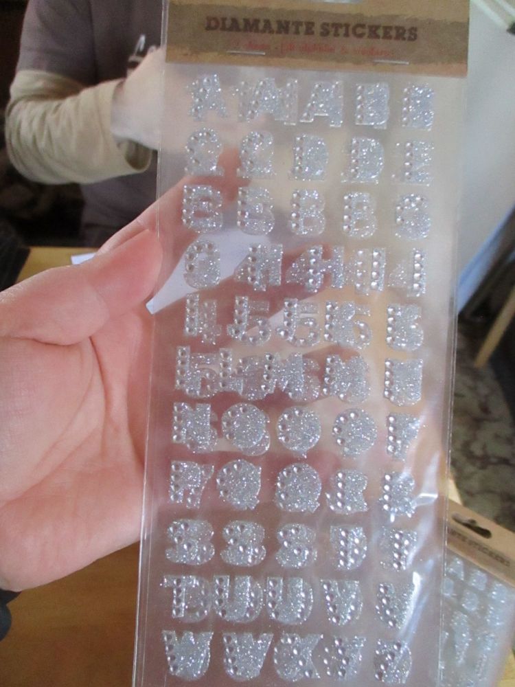 Diamante Silver Clear Alphabet & Number Stickers - Craft Corner