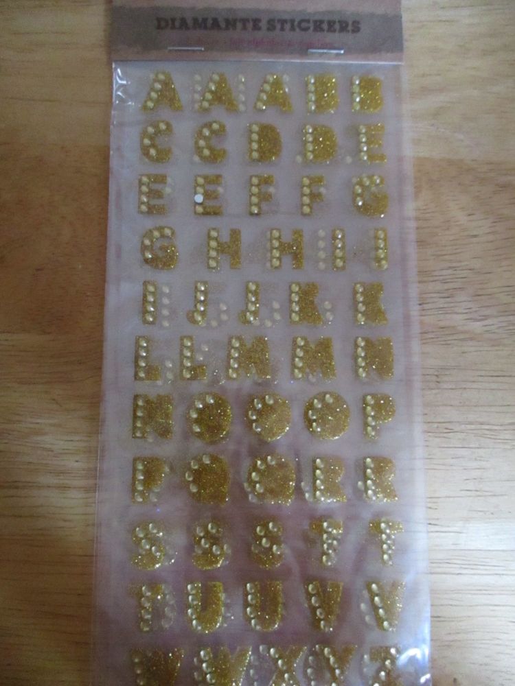 Diamante Gold Alphabet & Number Stickers - Craft Corner