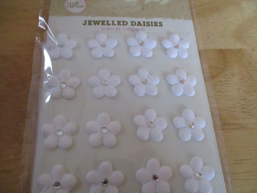 White Jewelled Daisies Stickers - Craft Corner