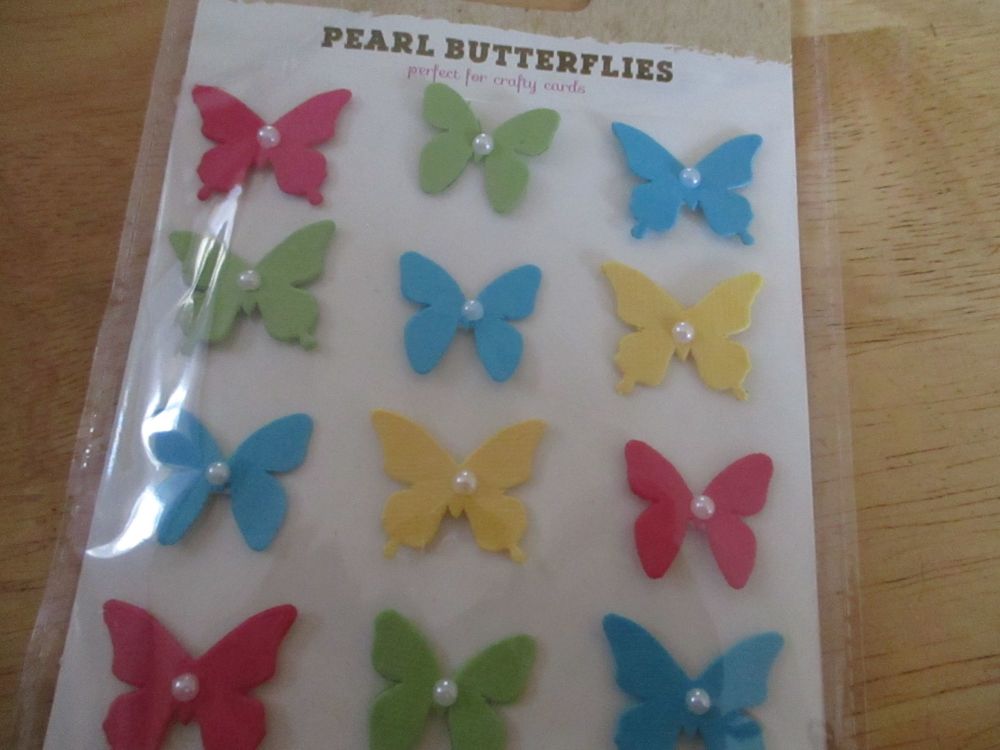 Multi-Coloured Pearl Butterflies Stickers - Craft Corner