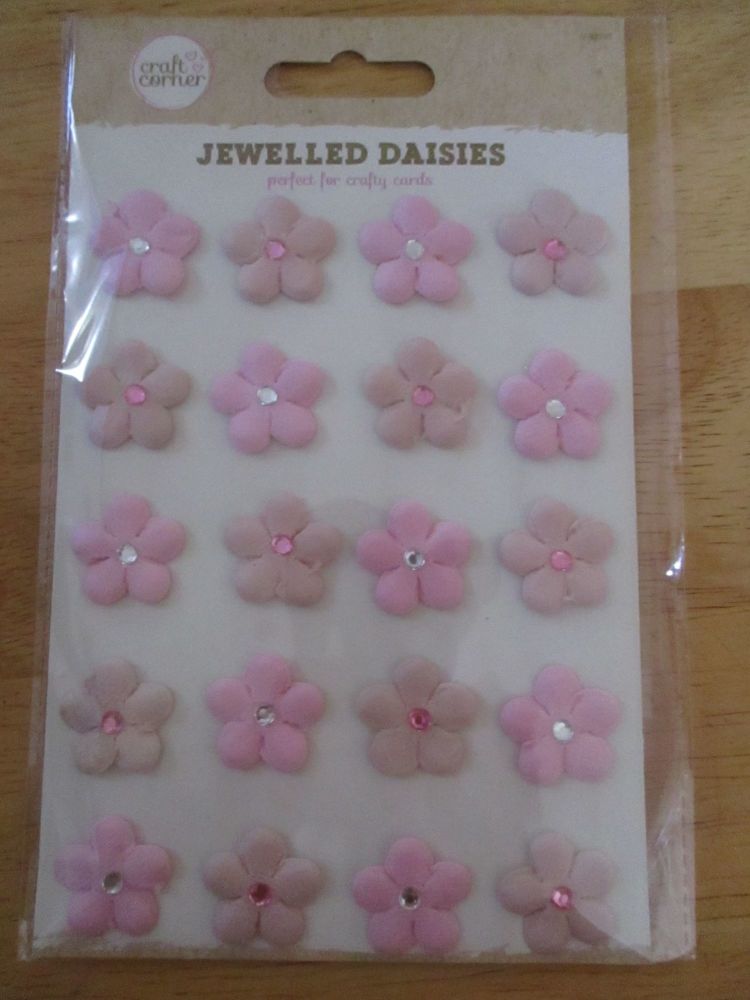 Pink Jewelled Daisies Stickers - Craft Corner