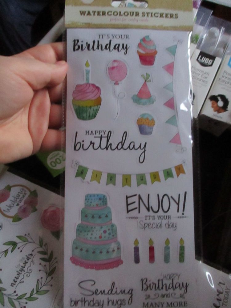 Birthday Wishes - Watercolour Stickers - Craft Corner
