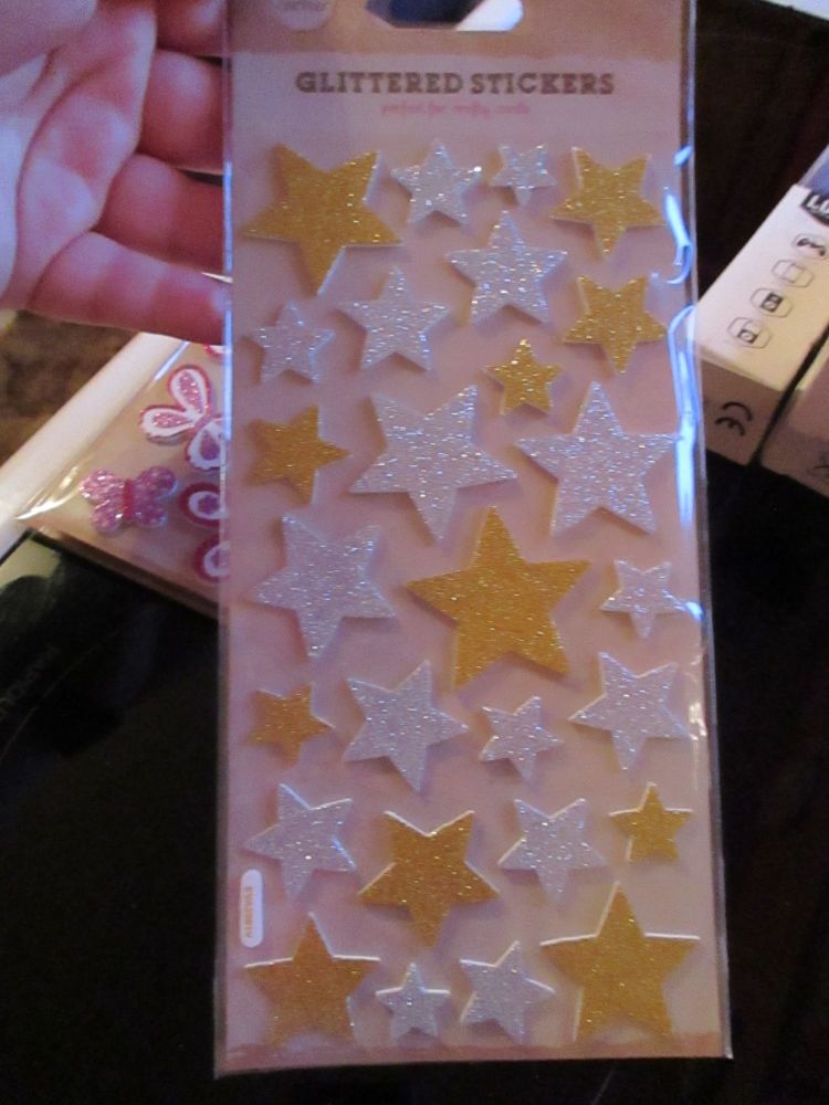 Glittered Gold / Silver Stars Stickers - Craft Corner