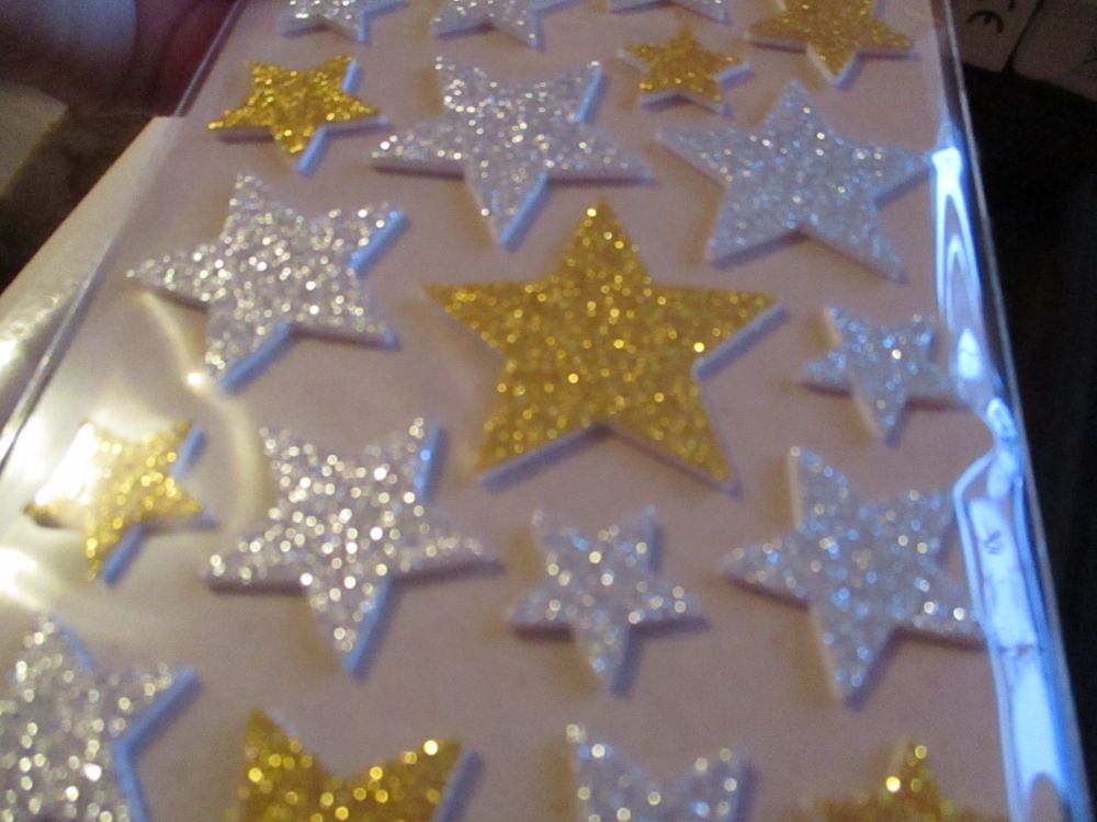 Glittered Gold / Silver Stars Stickers - Craft Corner