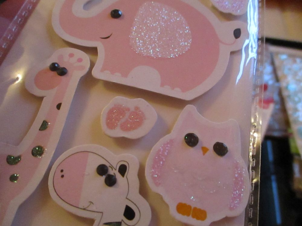 Pink Animal Designs - 3D Baby Embellishments - Craft Corner