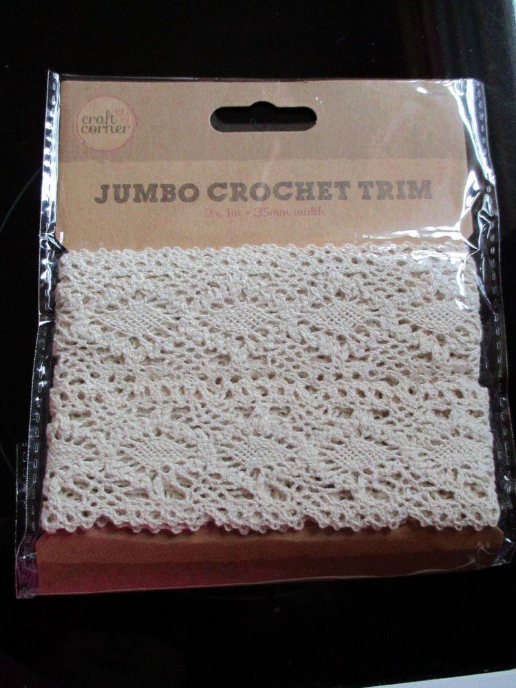 Jumbo Crochet Trim 2Pk 3.5cm 1 Meter - Craft Corner