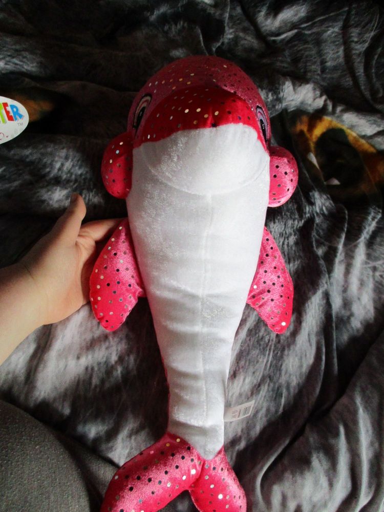 (*)Pink with Silver Sequin Dolphin - Character Co - Soft Toy