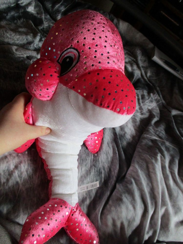 Pink with Silver Sequin Dolphin - Character Co - Soft Toy