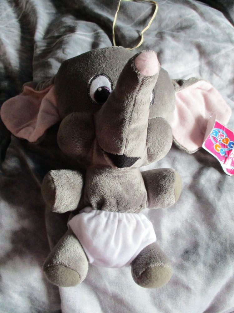(*)Grey Elephant with White Nappy - Character Co - Soft Toy