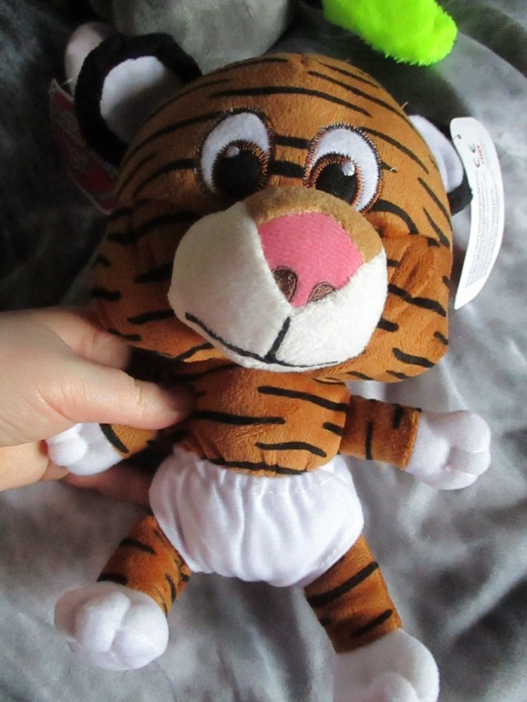 (*)Tan / Black Tiger with White Nappy - Character Co - Soft Toy