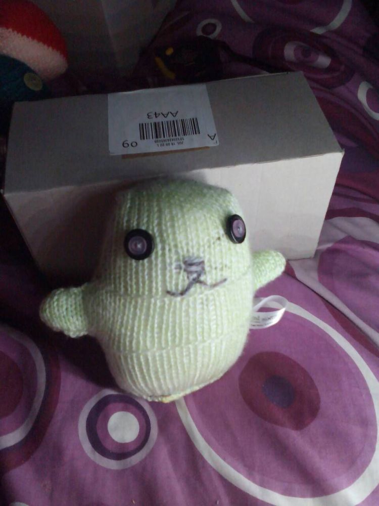 Mint Rainbow with Black/Clear Pink Eyes Ted - Knitted By KittyMumma