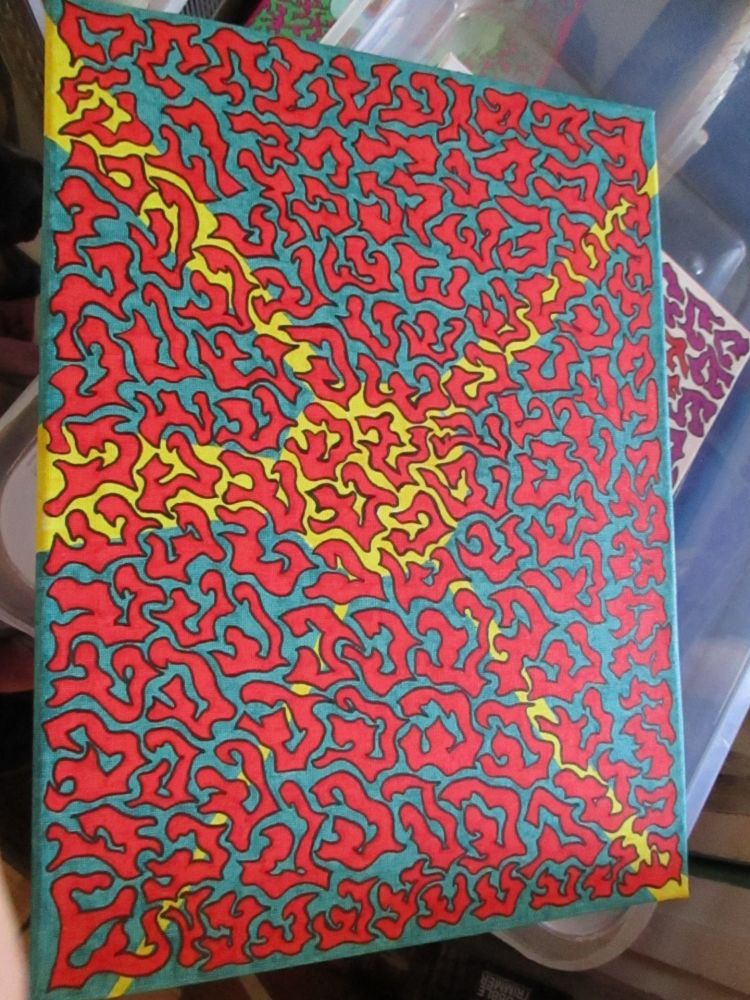 Abstract Explosion - Teal Red Yellow - Box Frame Canvas - JGPaws