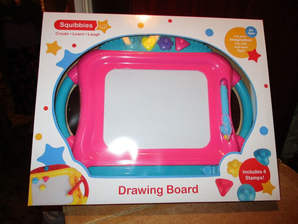Pink Magnetic Giant Doodler Sketch Drawing Board - Includes 4 Stamps - Squibbies