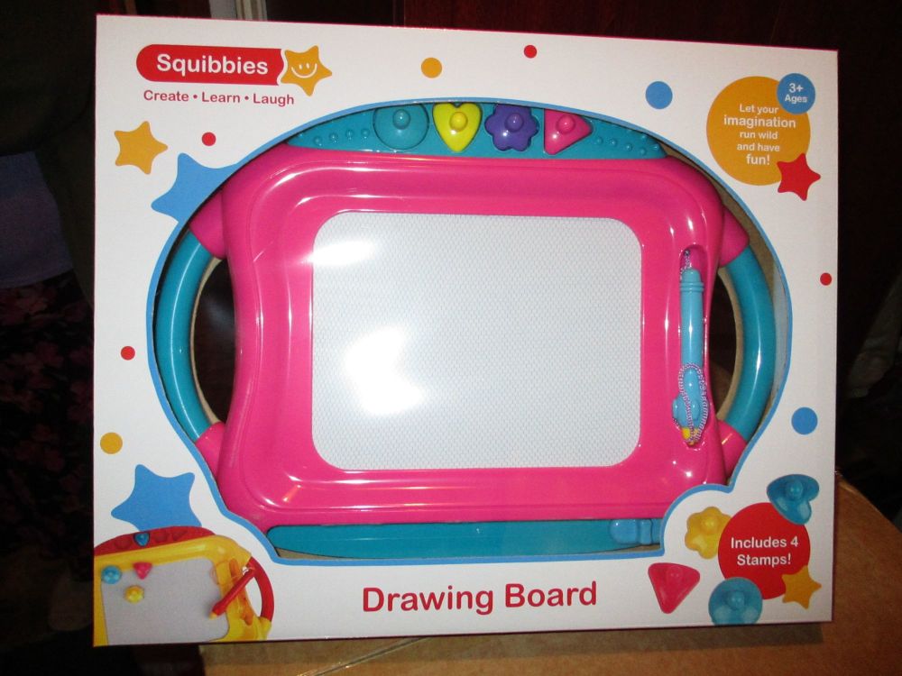Pink Magnetic Giant Doodler Sketch Drawing Board - Includes 4 Stamps - Squibbies