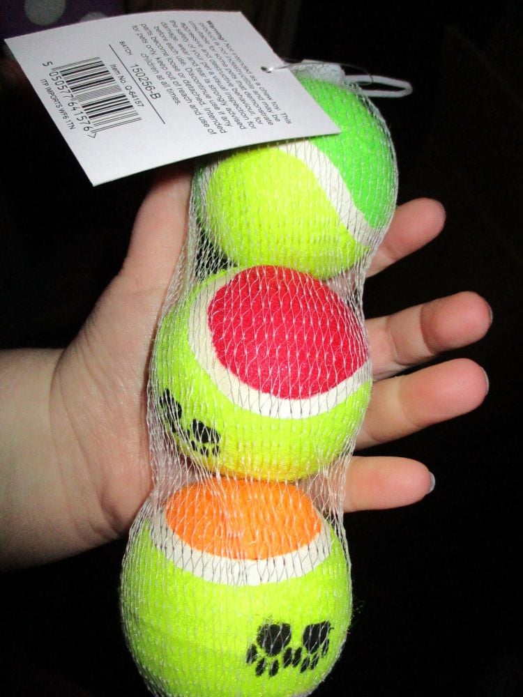 Fletchers Chase N Chew Multi-Coloured Dog Tennis Balls 3pk