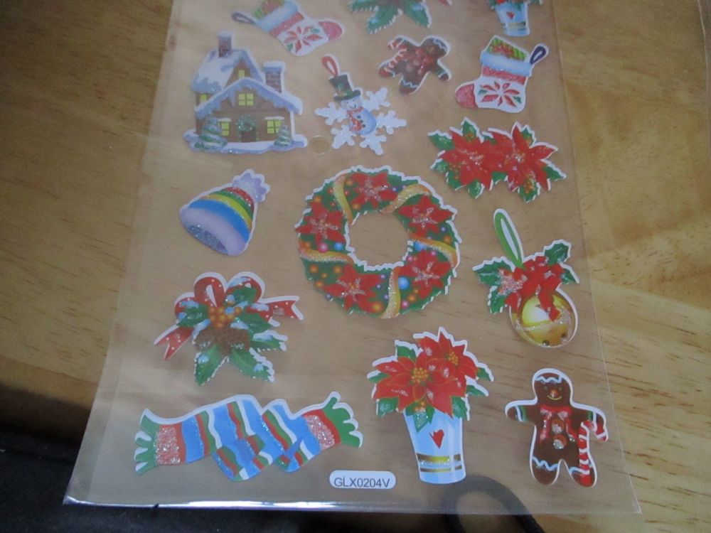 Wreath Gingerbread Christmas Glitter Design - Believe - Sticker Sheet