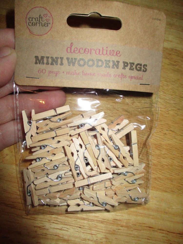 Decorative Mini Wooden Pegs 60pk - Craft Corner