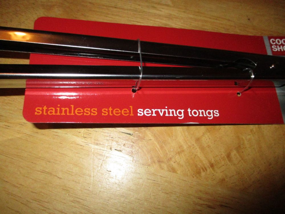 Kitchen BBQ Bakery Stainless Steel Serving Tongs - 30cm Handle