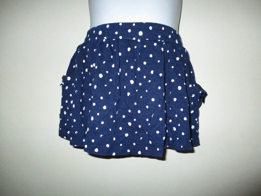 Navy Blue White Spot Mini Skirt - Size 12-18Months - Florence & Fred