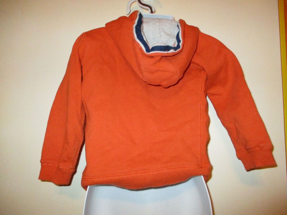 Orange With Navy Blue Detail Fleece Hoodie - Size 18-24 Months - Florence & Fred