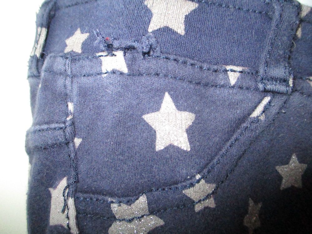 Dark Navy Blue Casual Trousers Silver Stars - Size 7-8yrs H&M