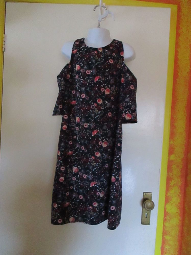 Navy Blue Red Pink Floral Tunic Dress - Unbranded - 11yrs