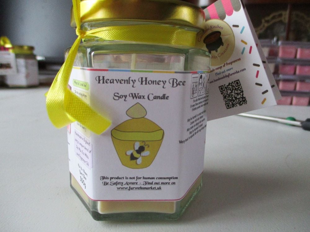 Heavenly Honey Bee Scented Soy Wax Candle 300g