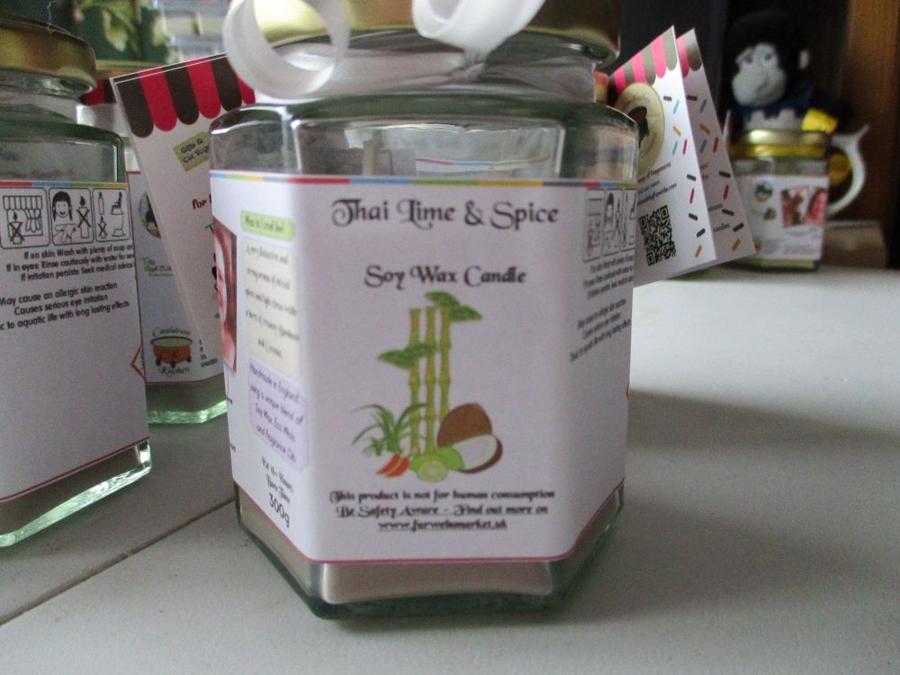 Thai Lime & Spice Scented Soy Wax Candle 300g