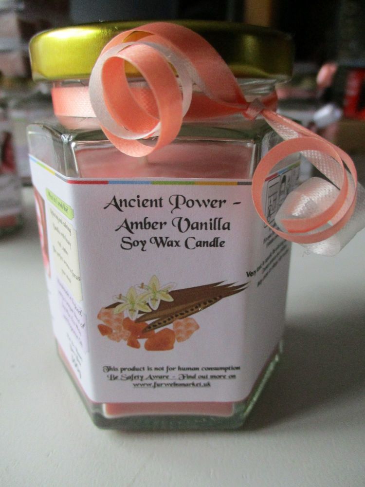 Ancient Power - Amber Vanilla Scented Soy Wax Candle 300g