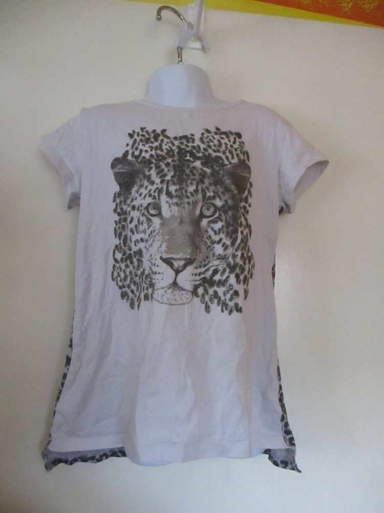 Leopard Spots & White Leopard Picture Top - Size 10yrs - Made With Love