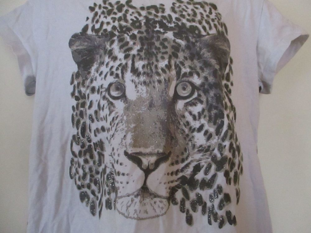 Leopard Spots & White Leopard Picture Top - Size 10yrs - Made With Love