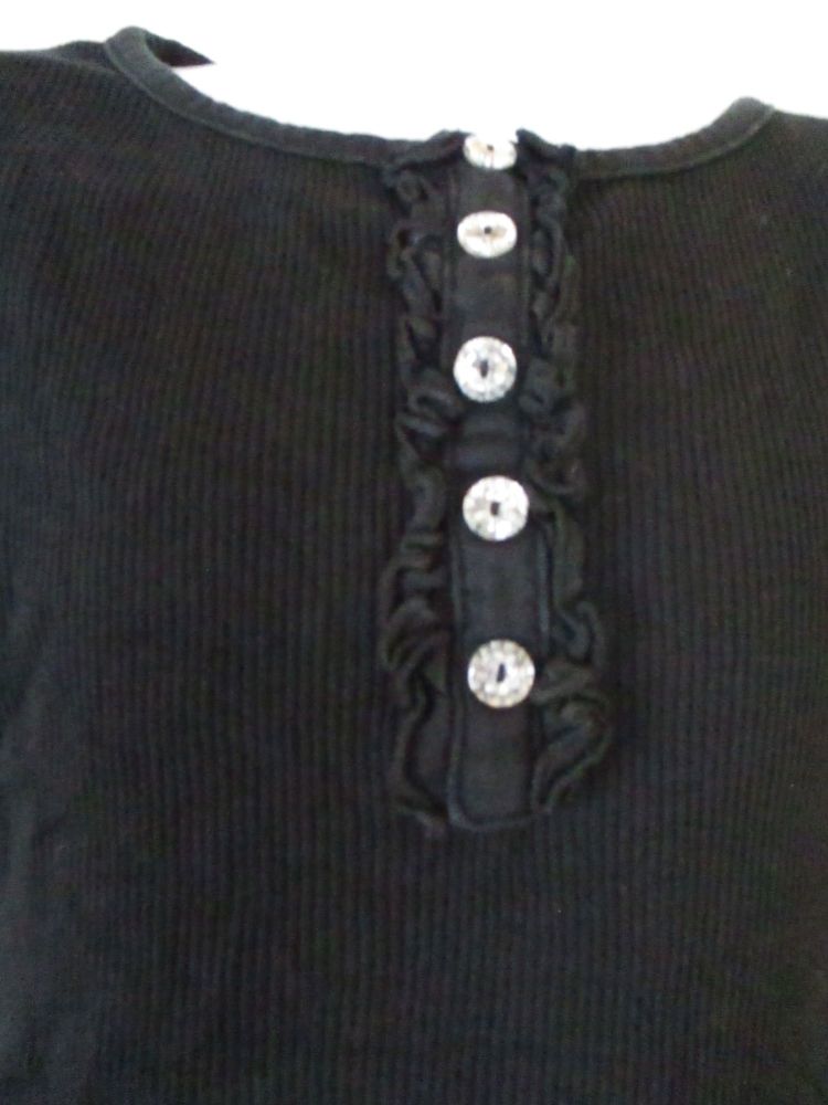 Black Long Sleeve Top With Shiny Buttons - Size 7/8yrs - George