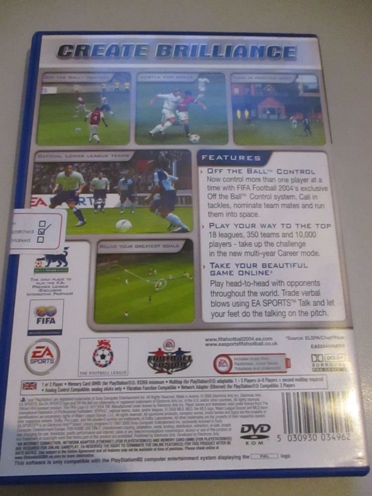 Fifa Football 2004 - PS2 Playstation 2 Game